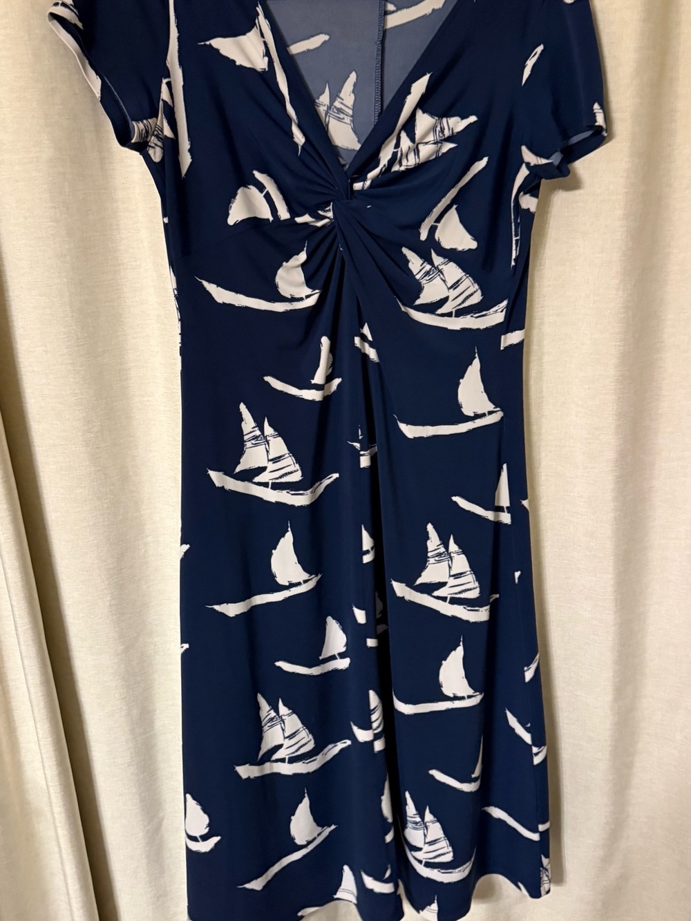 G.H. Bass & Co. Navy and White Sailboat Midi Dress